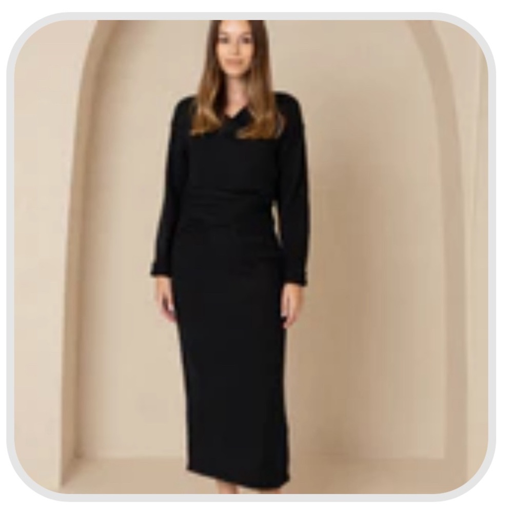 DRESS BLANK Black Knit Wrap Dress M/L